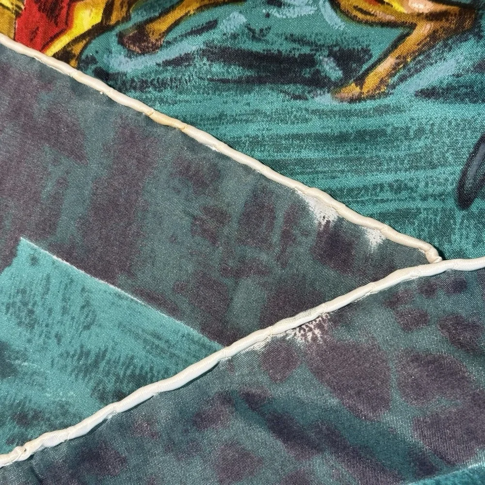 Fiesta Brava Bullfighting Scarf 30x30 Square Satin Feel Matador Toro Spanish Art
